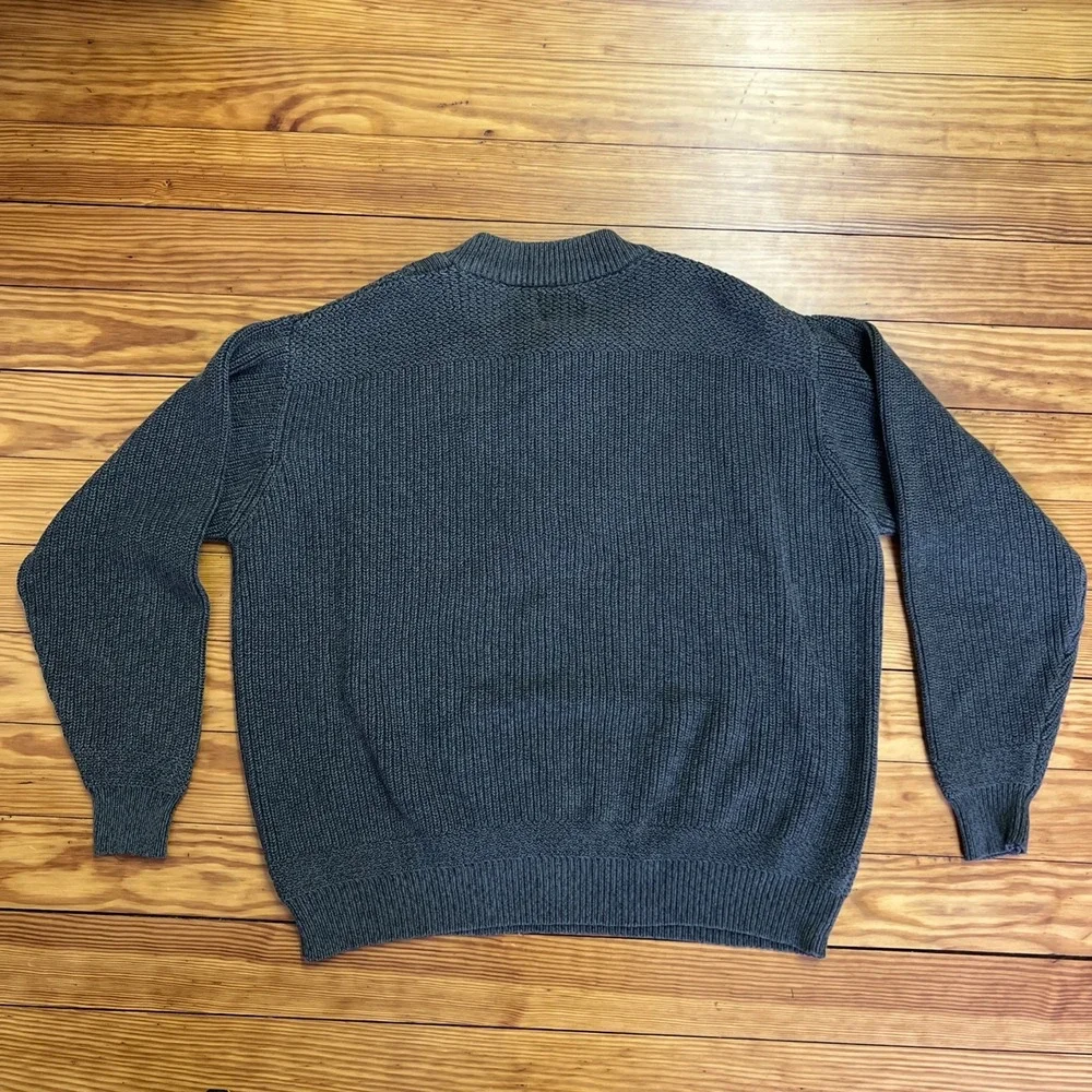 Cabela's Sweater Men's Large Green Chunky Knit Pullover Button Henley Neck - Picture 8 of 8